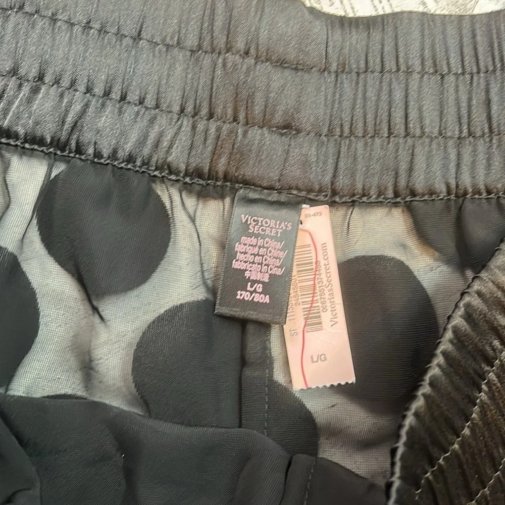 Victorias Secret Black Sheer Satin and Velvet Polka Dot Shorts Size Large
